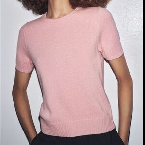 NWT Zara 100% wool short sleeve jumper pink valentine